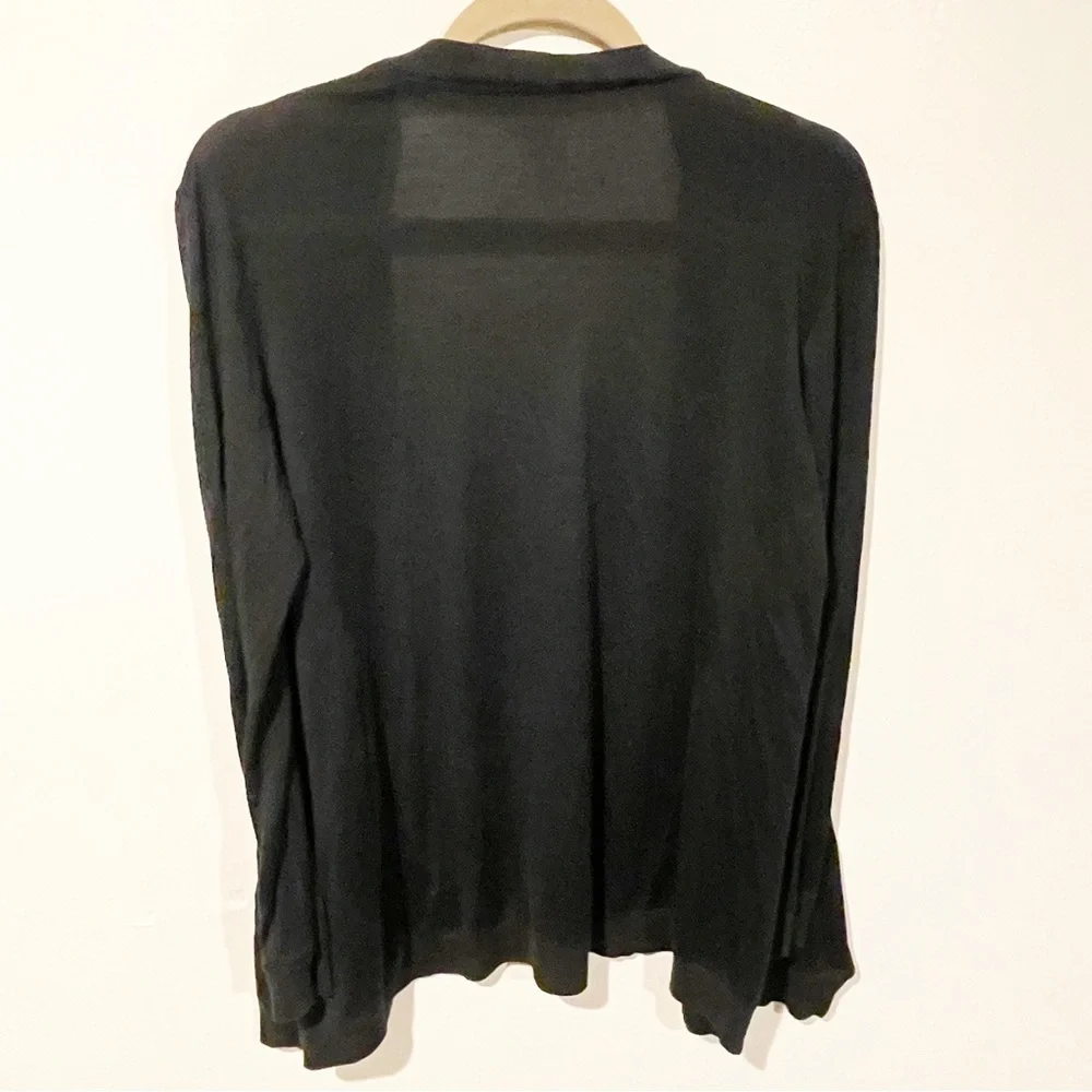 Eileen FIsher Size Small Black Silk Blend Draped Open Front Long Sleeve‎ Thin